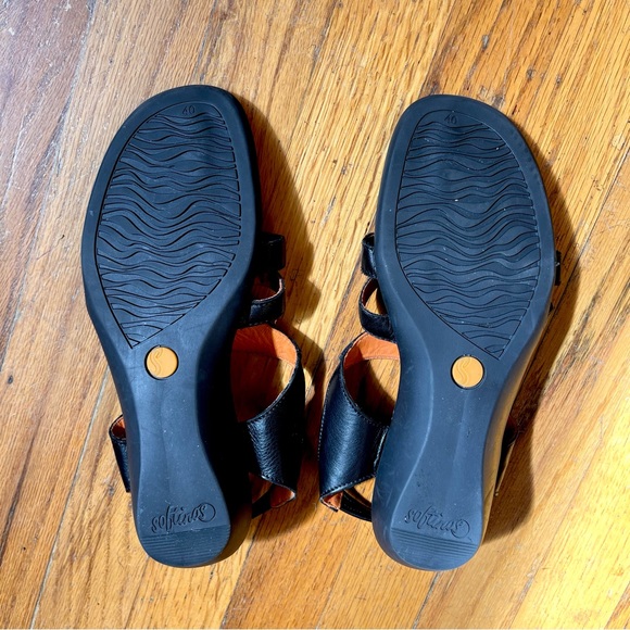 Softinos Black Leather Sandals, 40 - Picture 4 of 4